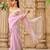 Pink net solid saree with blouse