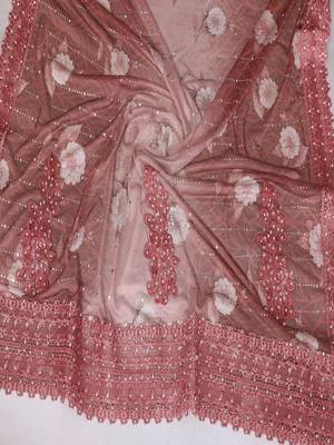 Maroon georgette embroidered saree with blouse 4