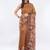 Brown silk blend printed saree with blouse