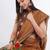 Brown silk blend printed saree with blouse