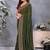 Olive silk blend embroidered saree with blouse