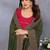 Olive silk blend embroidered saree with blouse
