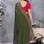 Olive silk blend embroidered saree with blouse