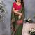 Olive silk blend embroidered saree with blouse