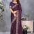 Purple satin embroidered saree with blouse