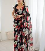 black georgette mirror work saree