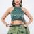Green silk blend printed saree with blouse