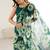 green georgette mirror work saree