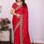 Red pure chiffon embellished saree with blouse