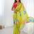 lemon yellow heavy chiffon mirror work saree