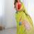 lemon yellow heavy chiffon mirror work saree
