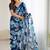 blue georgette mirror work saree