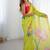 lemon yellow heavy chiffon mirror work saree