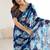 blue georgette mirror work saree