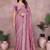 Purple silk blend embellished saree with blouse