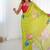 lemon yellow heavy chiffon mirror work saree