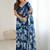 blue georgette mirror work saree