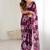 wine georgette mirror work saree