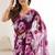 wine georgette mirror work saree
