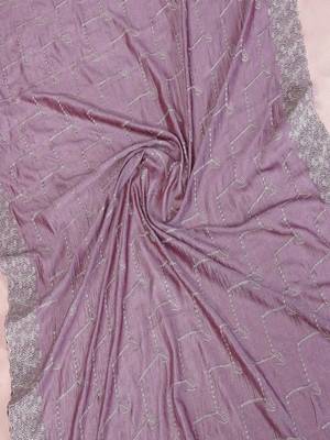 Purple silk blend embroidered saree with blouse 4