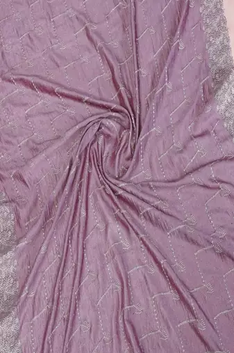 Purple silk blend embroidered saree with blouse