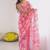 pink georgette mirror work saree