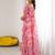 pink georgette mirror work saree