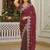 Burgundy pure chiffon embellished saree with blouse