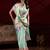 turquoise smooth japan satin mirror work satin saree
