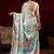 turquoise smooth japan satin mirror work satin saree