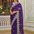 Purple pure chiffon embroidered saree with blouse