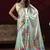 turquoise smooth japan satin mirror work satin saree