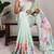 turquoise smooth japan satin mirror work satin saree