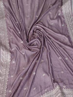 Lavender silk blend embellished saree with blouse 5