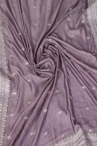Lavender silk blend embellished saree with blouse