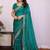 Teal pure chiffon embellished saree with blouse