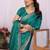 Teal pure chiffon embellished saree with blouse