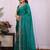 Teal pure chiffon embellished saree with blouse