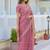 Pink pure chiffon striped saree with blouse