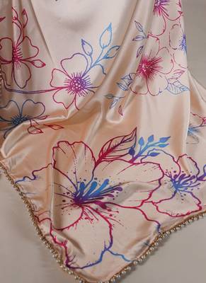 cream smooth japan satin mirror work satin saree 5