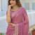 Pink pure chiffon striped saree with blouse