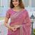 Pink pure chiffon striped saree with blouse