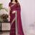 Burgundy pure chiffon embellished saree with blouse