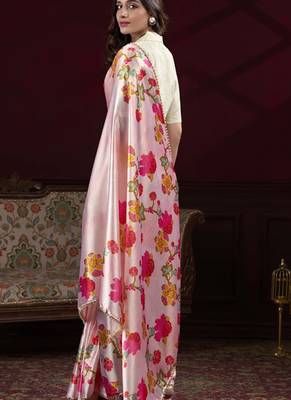 peach smooth japan satin mirror work satin saree 2