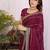 Burgundy pure chiffon embellished saree with blouse