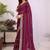 Burgundy pure chiffon embellished saree with blouse