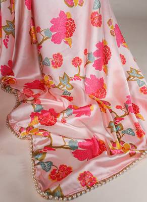 peach smooth japan satin mirror work satin saree 5