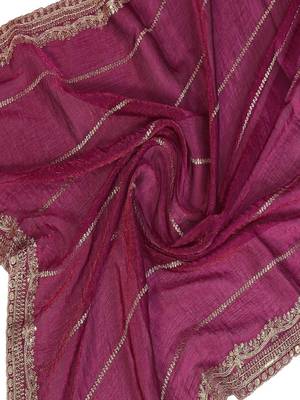 Burgundy pure chiffon embellished saree with blouse 5