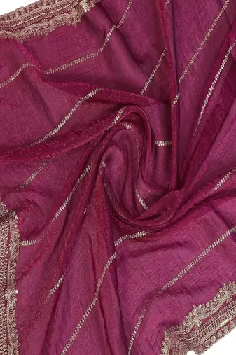 Burgundy pure chiffon embellished saree with blouse