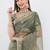 Olive net embellished saree with blouse